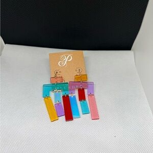 Plunder Design Prismatic Acrylic Drop Earrings Multicolor Geometric